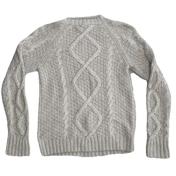J Crew Beaded Cable Knit Sweater Womens M Merino Wool Blend Beige NWT $128 - Picture 3 of 6